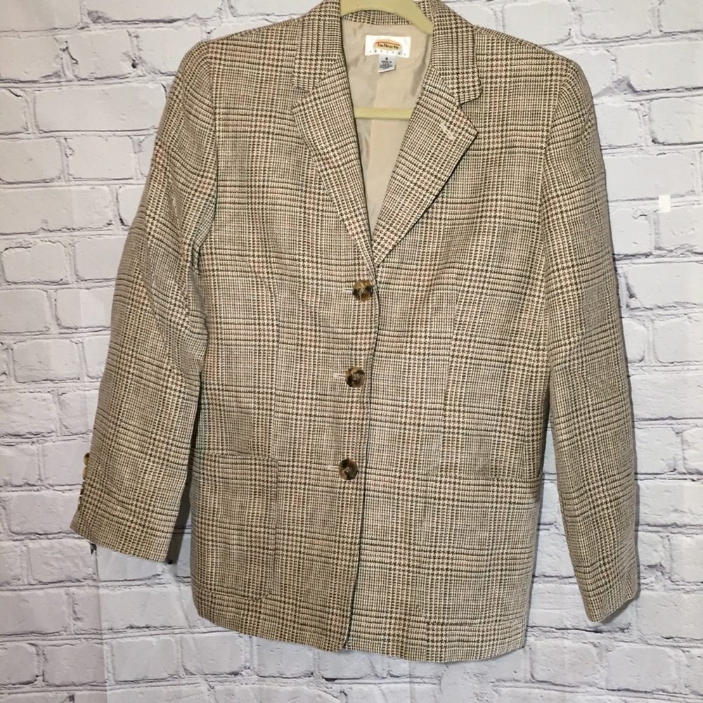 Talbots  Petite 3 button blazer tan tweed Sz 8P